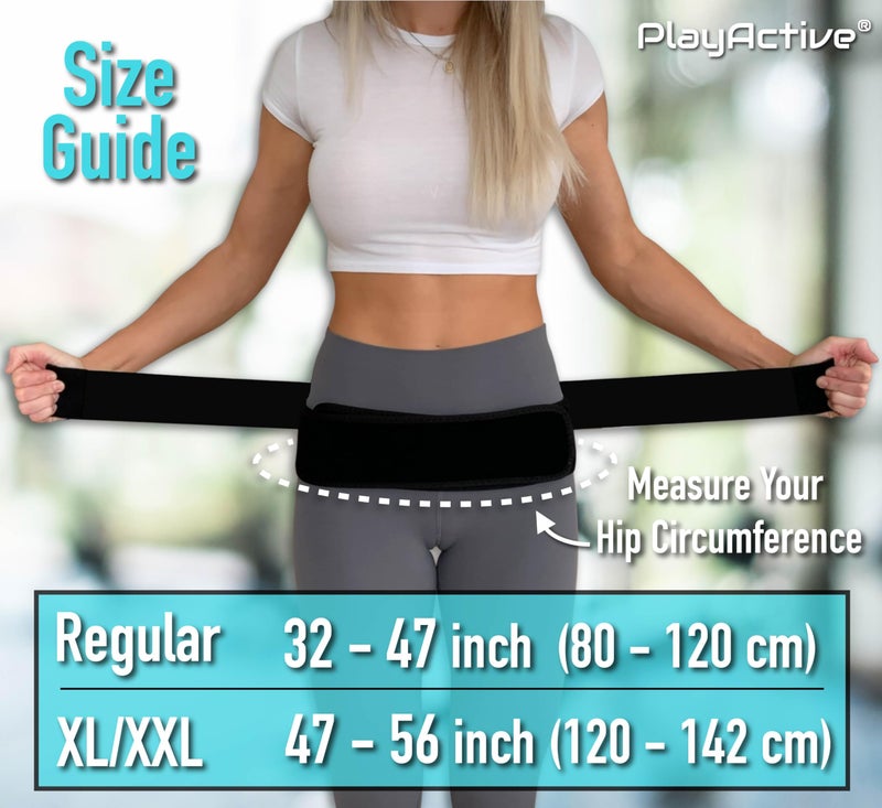 PlayActive Sacroiliac SI Joint Hip Belt - Sciatica Belt and Lower Back Support Brace for Women and Men - Hip Braces for Hip Pain - Pelvic Support Belt, Trochanter Belt for Pain Relief (Regular/Black) - Image 3