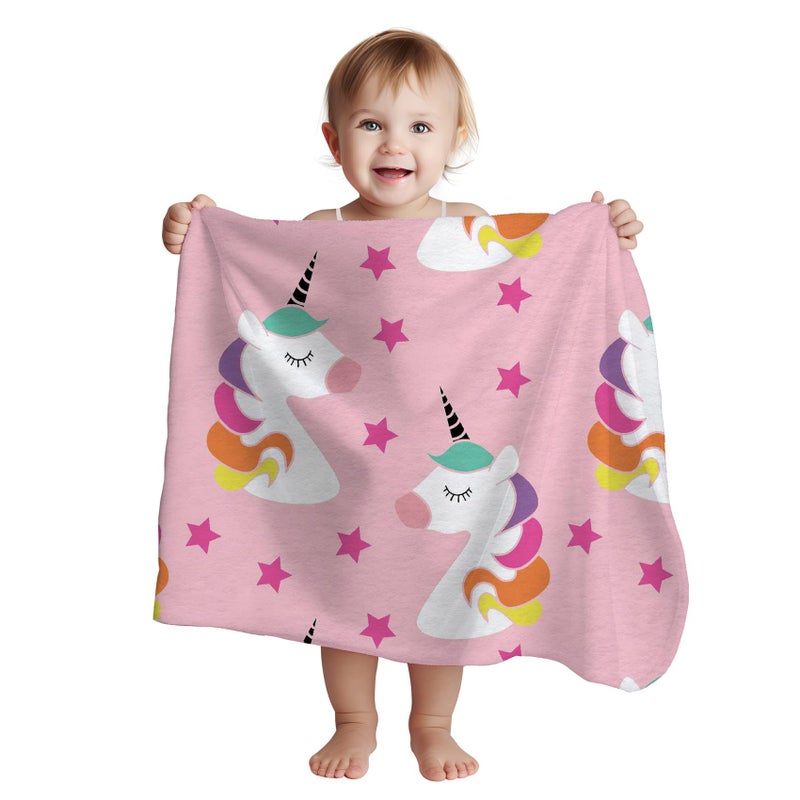 1ST STEP New Born Baby Blanket All Season Printed Single Super Soft Wrapper Sheet for AC Room for Baby Boys, Baby Girls, Babies (Unicorn, 70 X 100 cms) - Image 1