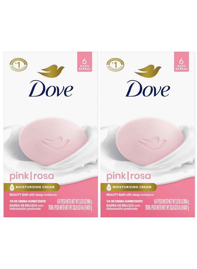 دوف 12 قطعة من صابون دوف الكريمي المرطب برائحة الورد الوردي مع ترطيب عميق 1274 جرام - Image 1