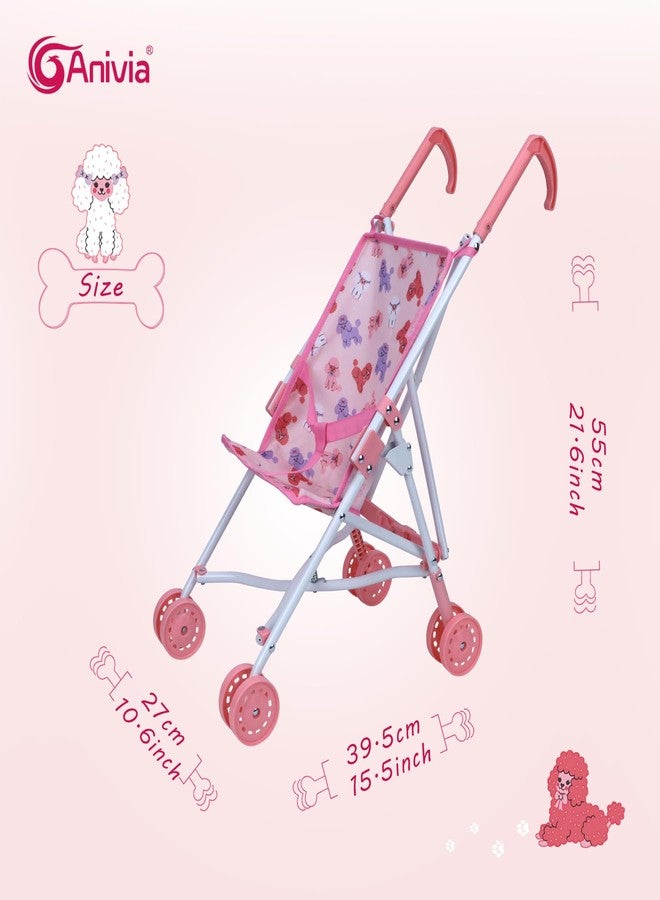 Anivia Baby Doll Stroller for Toddlers 3 Year Old Girls Metal Fold Up Doll Accessories for Toddlers 1-3 Cute Dog Design Gifts for Toddlers and Girls Toy Stroller - Image 4
