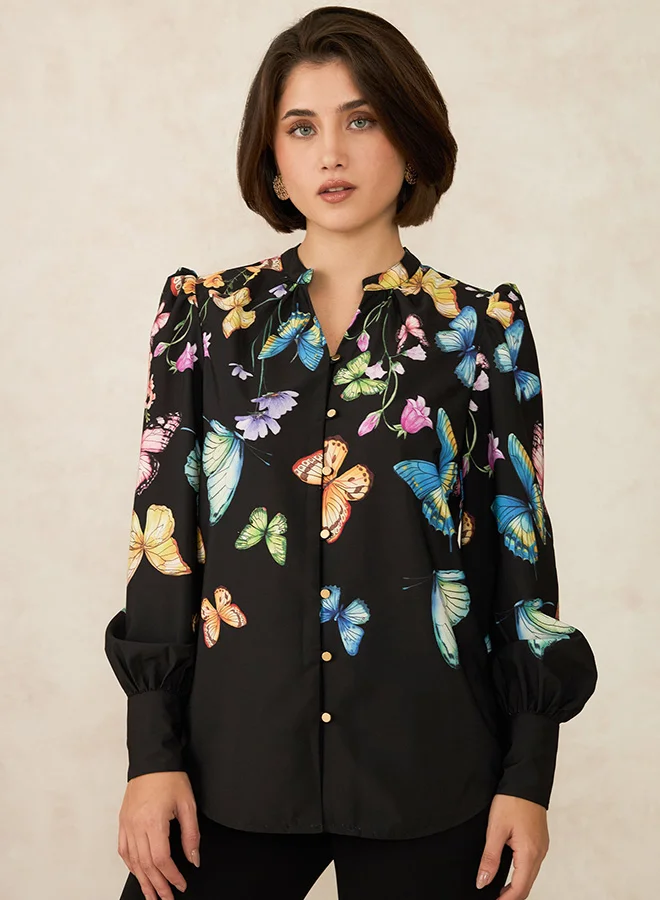 فيرجيو قميص فيرجيو ساتان بطبعة فراشة