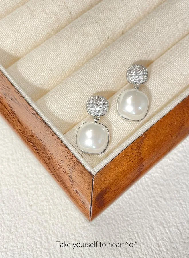 Take Two Take Two Silver Faux Pearl Embellished Earrings