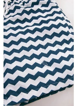 Gold Class Kidswear Blue White Patterned Drawstring Lined Boys Swim Shorts  - Image 3