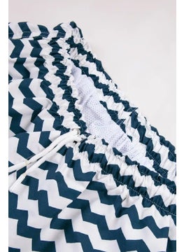 Gold Class Kidswear Blue White Patterned Drawstring Lined Boys Swim Shorts  - Image 5
