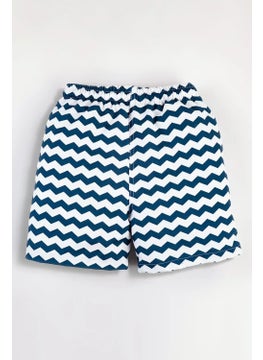 Gold Class Kidswear Blue White Patterned Drawstring Lined Boys Swim Shorts  - Image 2