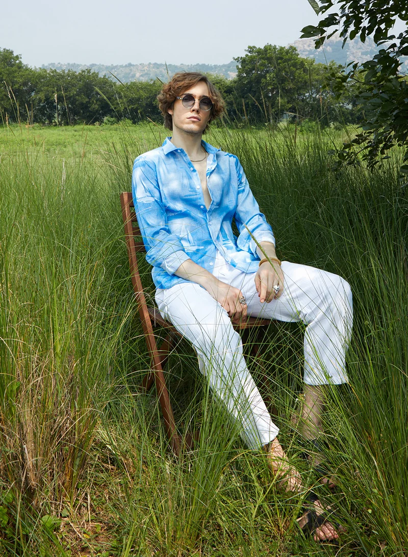 كامبوس سوترا Men's Sky Blue Water Boat Shirt