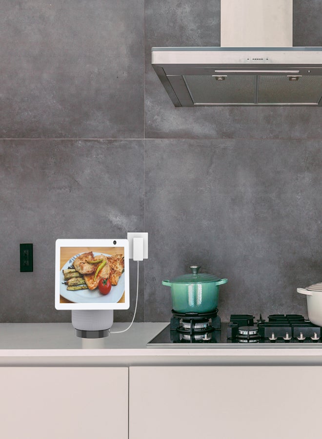 حامل مكبر صوت مصنوع من مادة ABS، سهل التركيب، متوافق مع مكبر صوت Echo Show 10، لون أبيض - Image 5