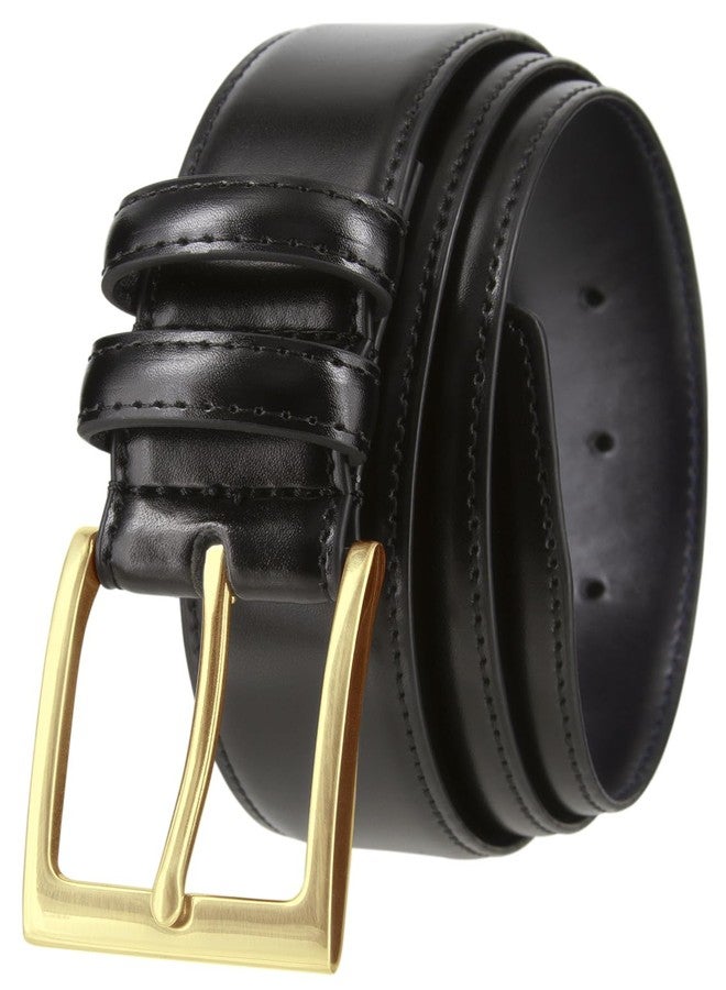 Belts.com Men's Belt Classic Genuine Leather Smooth Dress Belt 1-3/8"(35mm) Wide (Gold Buckle-Black, 36) - Image 1