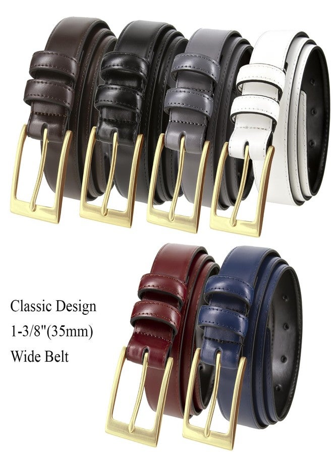 Belts.com Men's Belt Classic Genuine Leather Smooth Dress Belt 1-3/8"(35mm) Wide (Gold Buckle-Black, 36) - Image 3