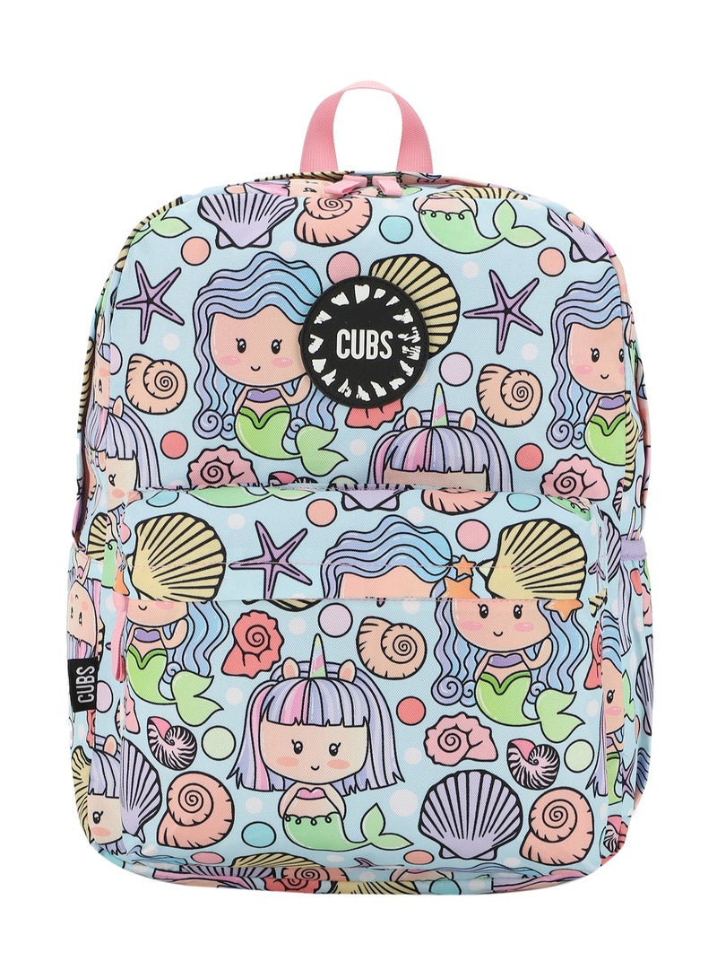 CUBS Mermaid Print Waterproof Kids 28L Backpack with zip closure Ideal for 6-12 years girls, Compatible with 15" Laptop - Image 1