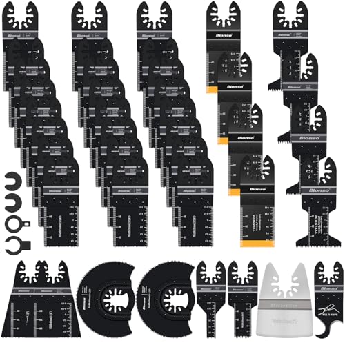 Bionso 40 PCS Oscillating Saw Blades, Premium Multitool Kit for Wood Metal Plastics, Tool Blades Fit Dewalt Worx Rockwell Wen Milwaukee Makita Ryobi Bosch Fein Porter Genesis Black - Image 1