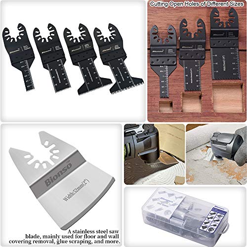 Bionso 40 PCS Oscillating Saw Blades, Premium Multitool Kit for Wood Metal Plastics, Tool Blades Fit Dewalt Worx Rockwell Wen Milwaukee Makita Ryobi Bosch Fein Porter Genesis Black - Image 5
