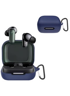 Compatible with Anker Soundcore R50i NC/Anker P30i Case Cover, Soft Silicone Shockproof Protective Case Wireless Earbuds with Carabiner, Front LED Visible (Blue)
