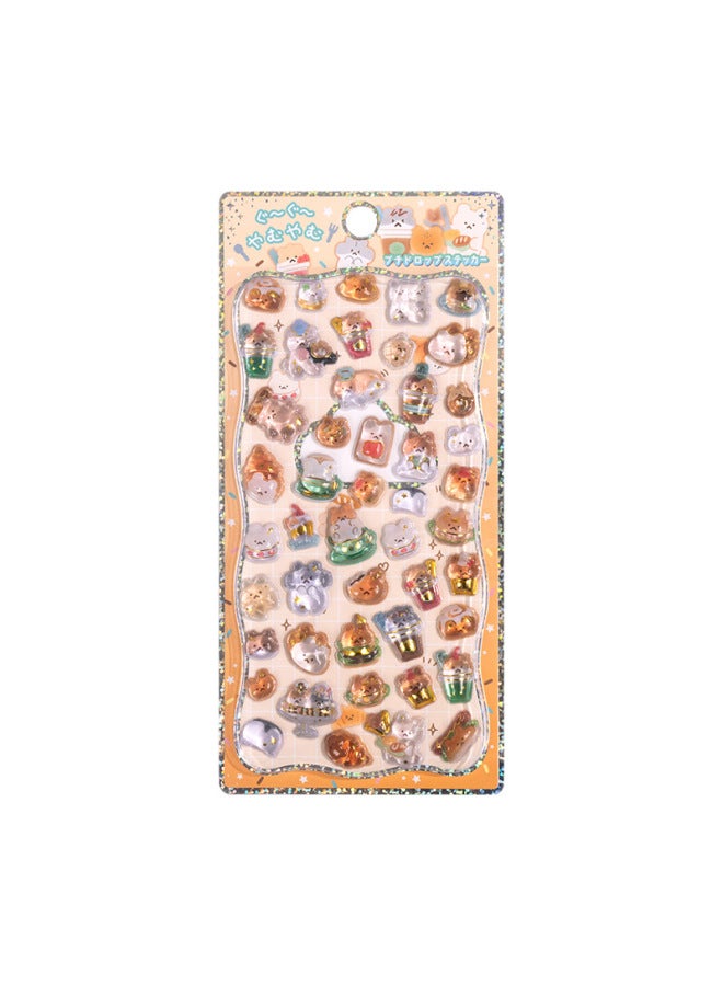 Flash Hot Shimmer Stickers 3d Relief Stickers Solid Children's Cartoon Animal Crystal Phone Case Decorations - Image 1