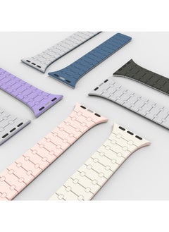 Generic For Apple Watch Strap Magnetic Iwach8/9 Silicone Magnetic For Apple Watch 8/9 Strap Classic Two-Tone-Color:38/40/41mm Cloud Gray Blue  - Image 3