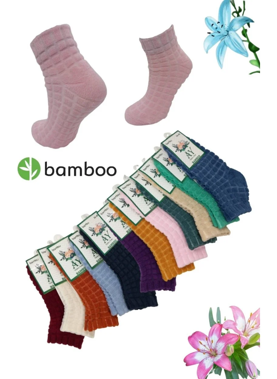 لوكس Women's Embossed Winter Inverted Towel 6 Pairs Mixed Color Socks Set