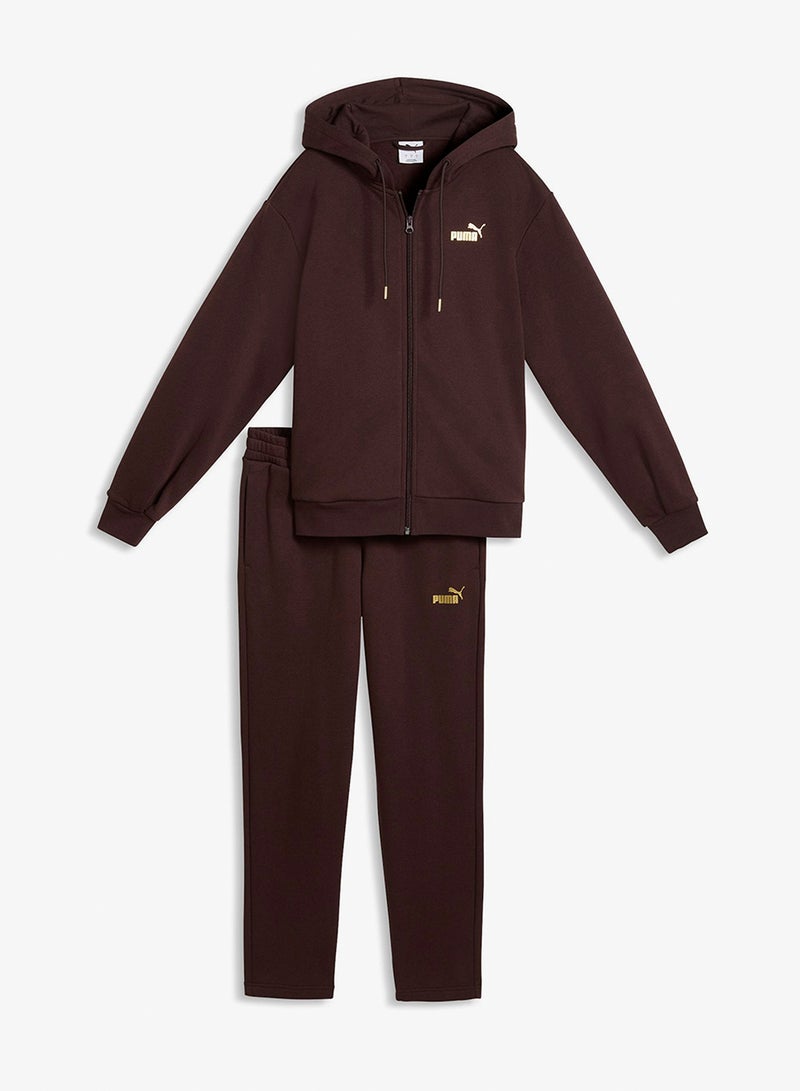 PUMA Metallic Hooded Standard Sweat Tracksuit - Image 3