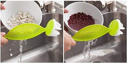 POPLEY Multi-Purpose Rice Washer Filter Strainer Colanders Scoop Spoon Kitchen Tool 2 Pack (Multicolor) - Image 3