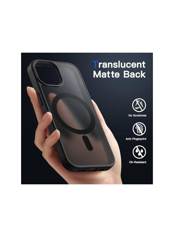 Jetech Magnetic Case for iPhone 14 Plus 6.7-Inch Compatible with MagSafe, Translucent Matte Back Slim Shockproof Phone Cover (Black) - Image 4