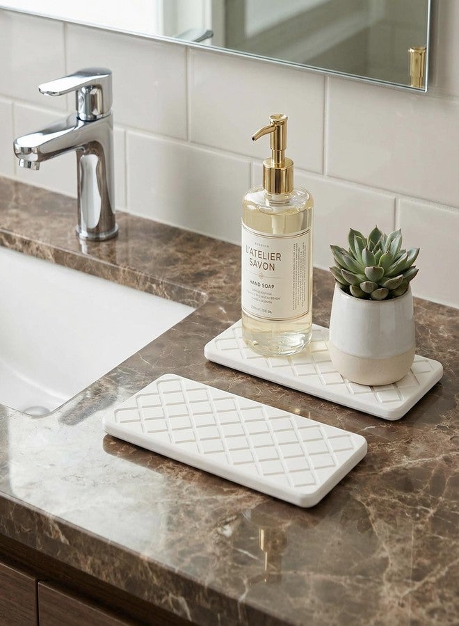 Deceram Fast Drying Stone Bathroom Tray Water Absorbing Stone Tray for Sink Soap Dish Sponge Holder for Kitchen Sink Diatomite Drying Mat Bathroom Counter Trays for Kitchen Decor - Image 2