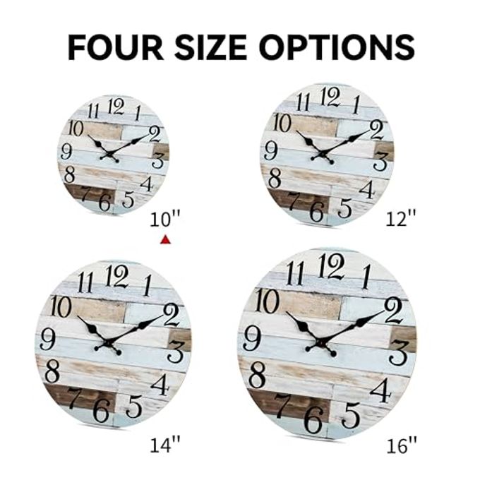 KECYET Wall Clock Battery Operated 10 Inch Silent Non-Ticking Coastal Country Style Decorative for Living Room, Kitchen, Home,Bathroom, Bedroom, Laundry Room - Image 5