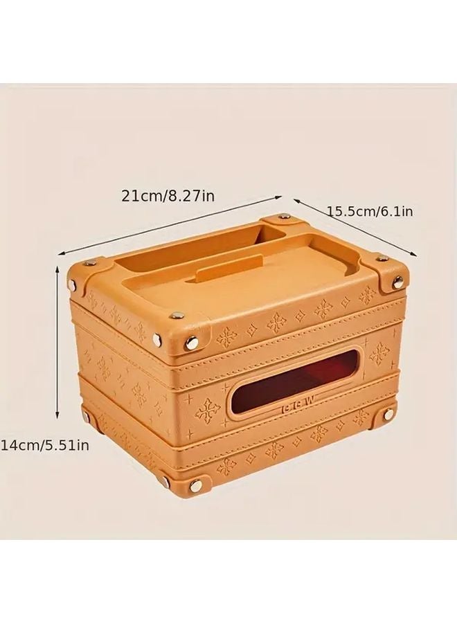 Orange Tissue Box Holder With Remote Control Storage Multifunctional Plastic Organizer - Image 1
