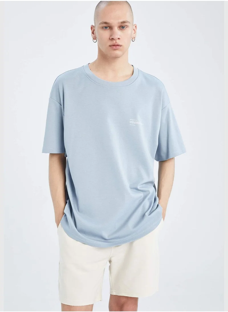 DeFacto Boxy Fit Short Sleeve Minimal Print T-Shirt