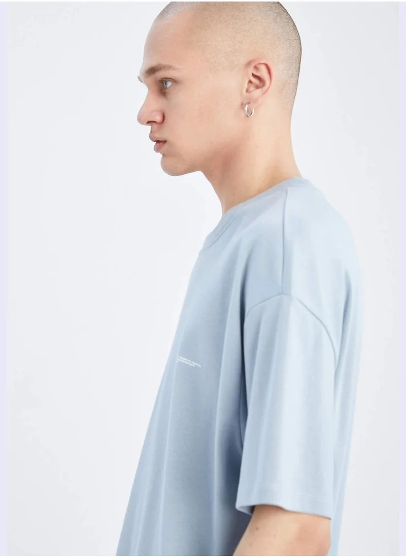 ديفاكتو Boxy Fit Short Sleeve Minimal Print T-Shirt