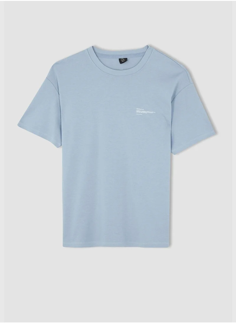 ديفاكتو Boxy Fit Short Sleeve Minimal Print T-Shirt