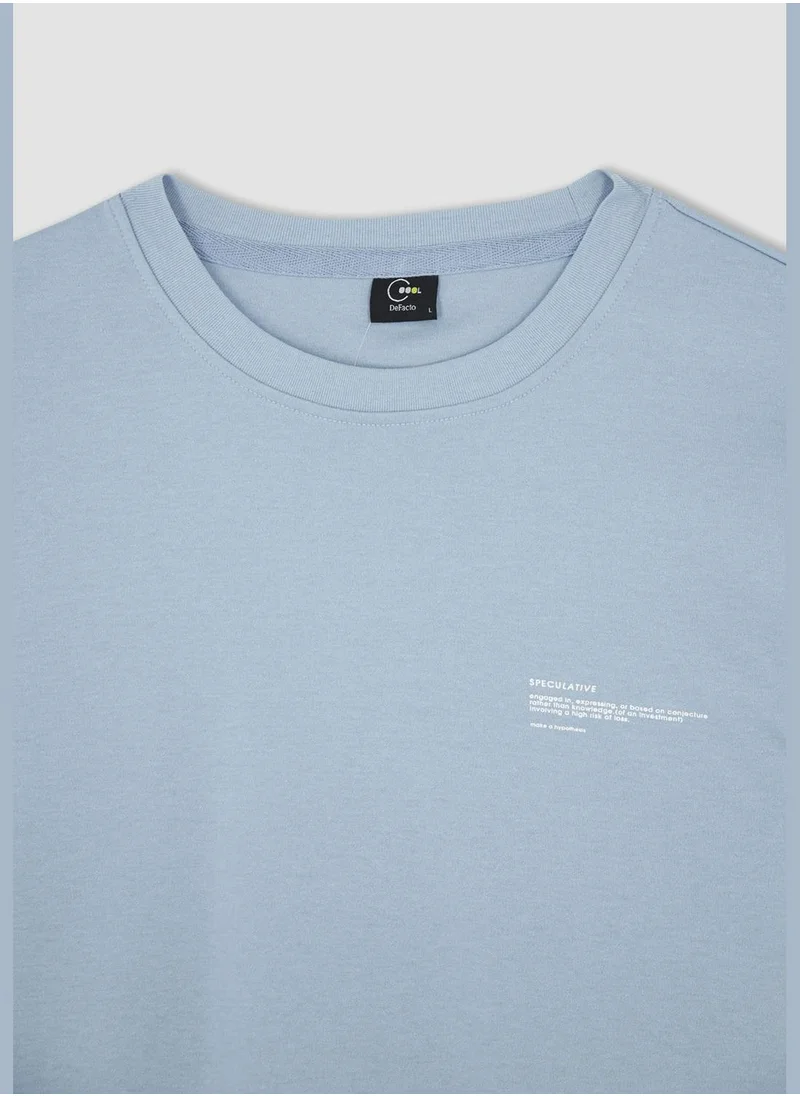 ديفاكتو Boxy Fit Short Sleeve Minimal Print T-Shirt