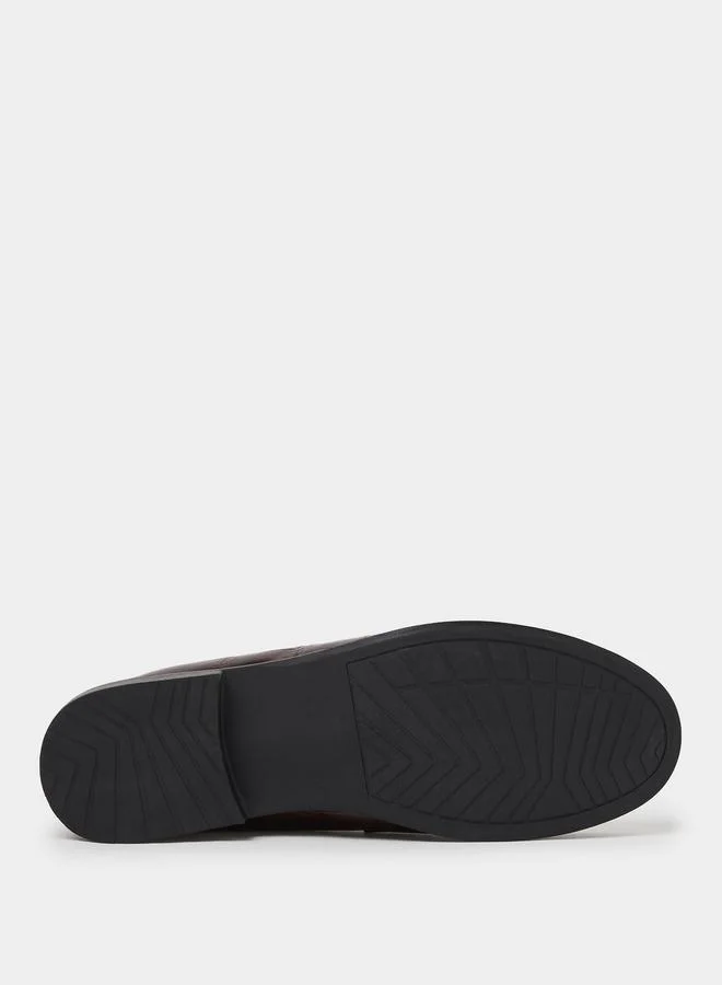 Styli Brown Brown Croc Textured Bit Loafers for Women | Best Price UAE