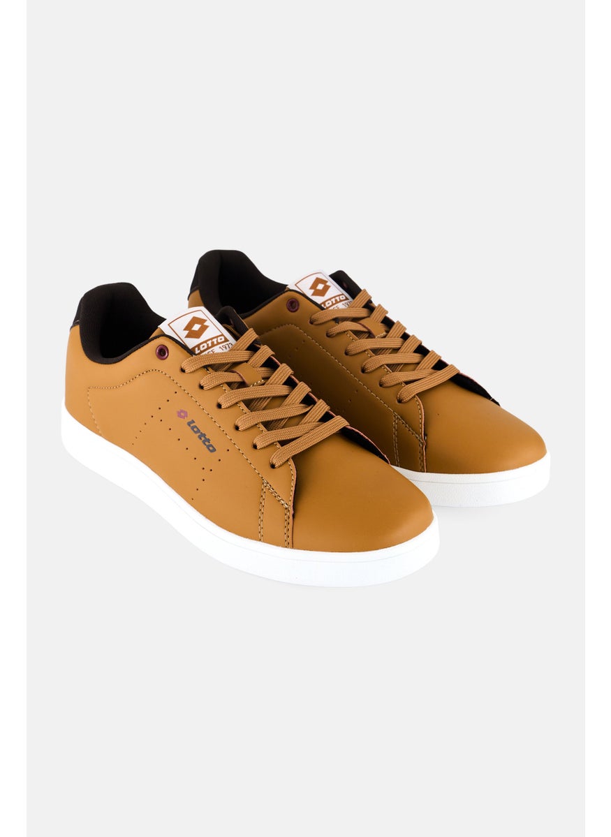 LOTTO Men Brand Logo Lace Up Casual Shoes, Tan  - Image 1