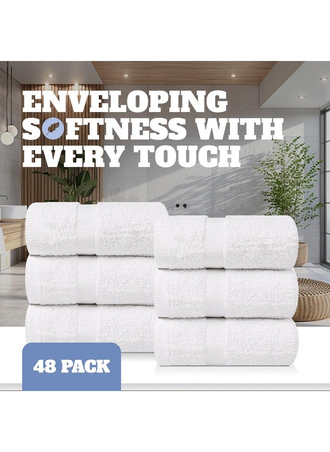 White Classic Wealuxe Cotton Washcloths - Soft Absorbent Bathroom Face Towels - 12x12 Inch - White - 48 Pack  - Image 3