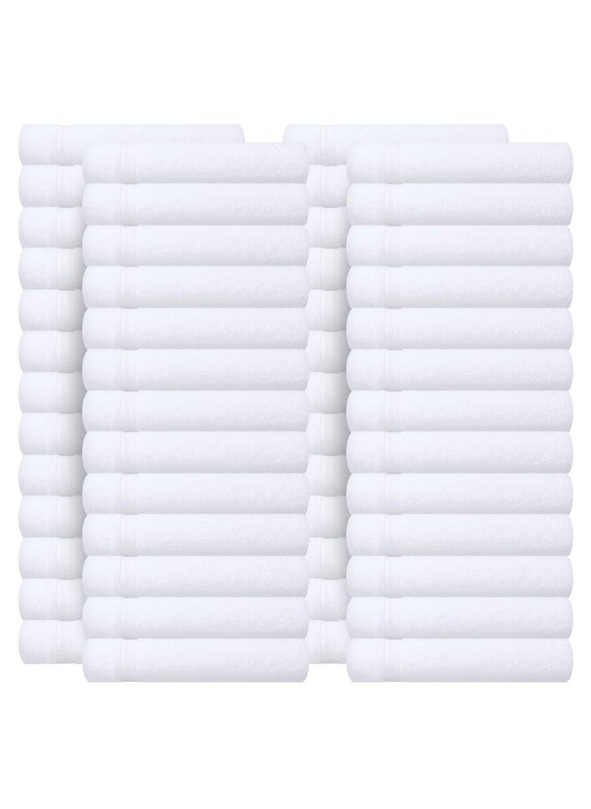 White Classic Wealuxe Cotton Washcloths - Soft Absorbent Bathroom Face Towels - 12x12 Inch - White - 48 Pack  - Image 1