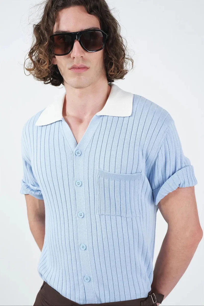 Giesto Baby Blue GIESTO Men's Cotton Shirt for Men | Best Price UAE