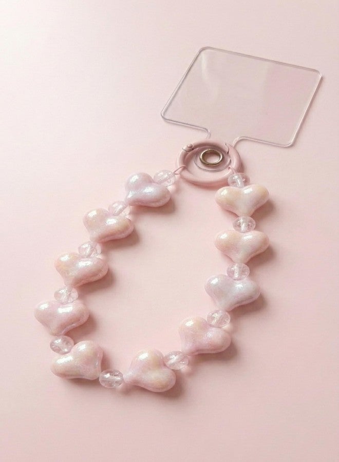 D Care World DCW Cute Pink Heart Beaded Straps Phonecharms, Kawaii Aesthetic Chain, Lanyard Wrist Strap Accessories for Phones,Hand Bags Key Pendants Decor for Kids Girls - Image 5