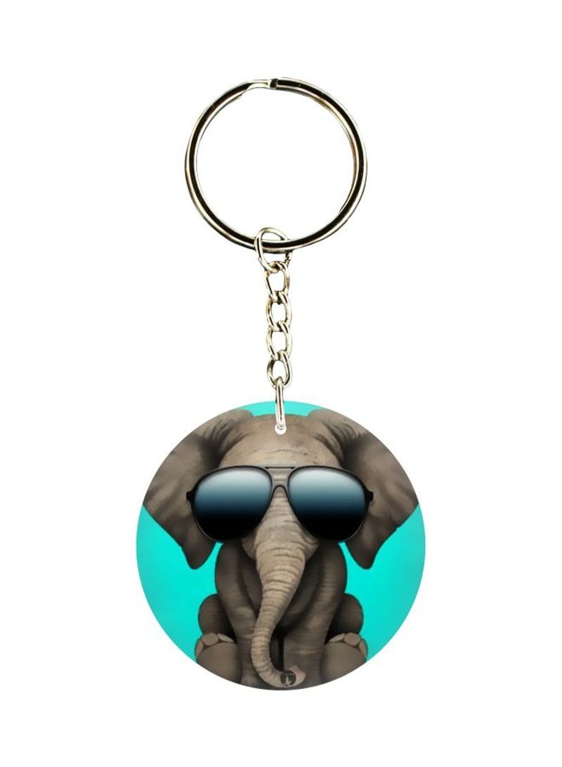 Double Sided Elephant Printed Keychain