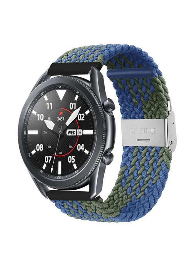 NIBEMINENT Adjustable Braided Solo Loop Band for Samsung Galaxy Watch3 45mm Blue/Green - Image 2