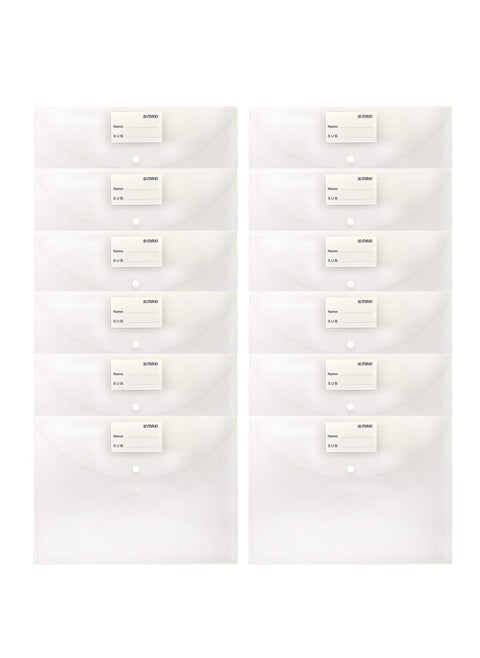 12-Piece Clear Document Bag White Colour