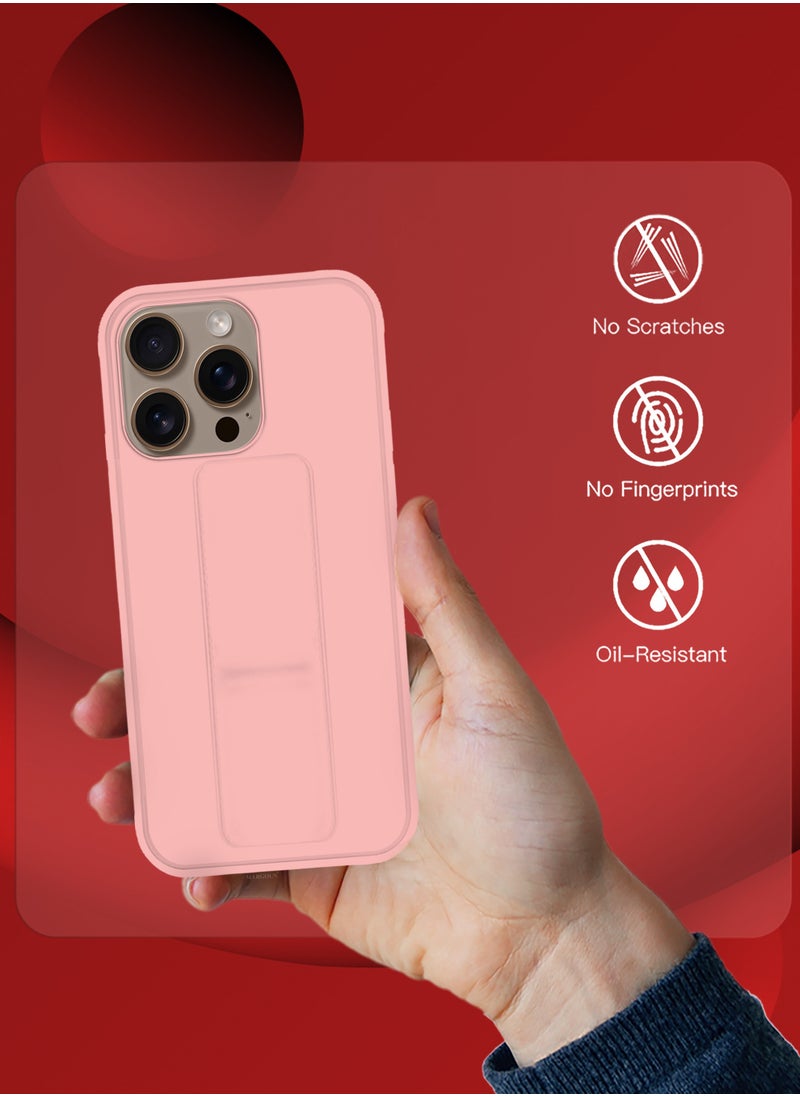 CATANES - (for Apple iPhone 16 Pro Max) Case Premium PU Leather Back Cover with Stand Function Shockproof and Anti Scratch Finger Grip Case Cover / Pink - Image 1