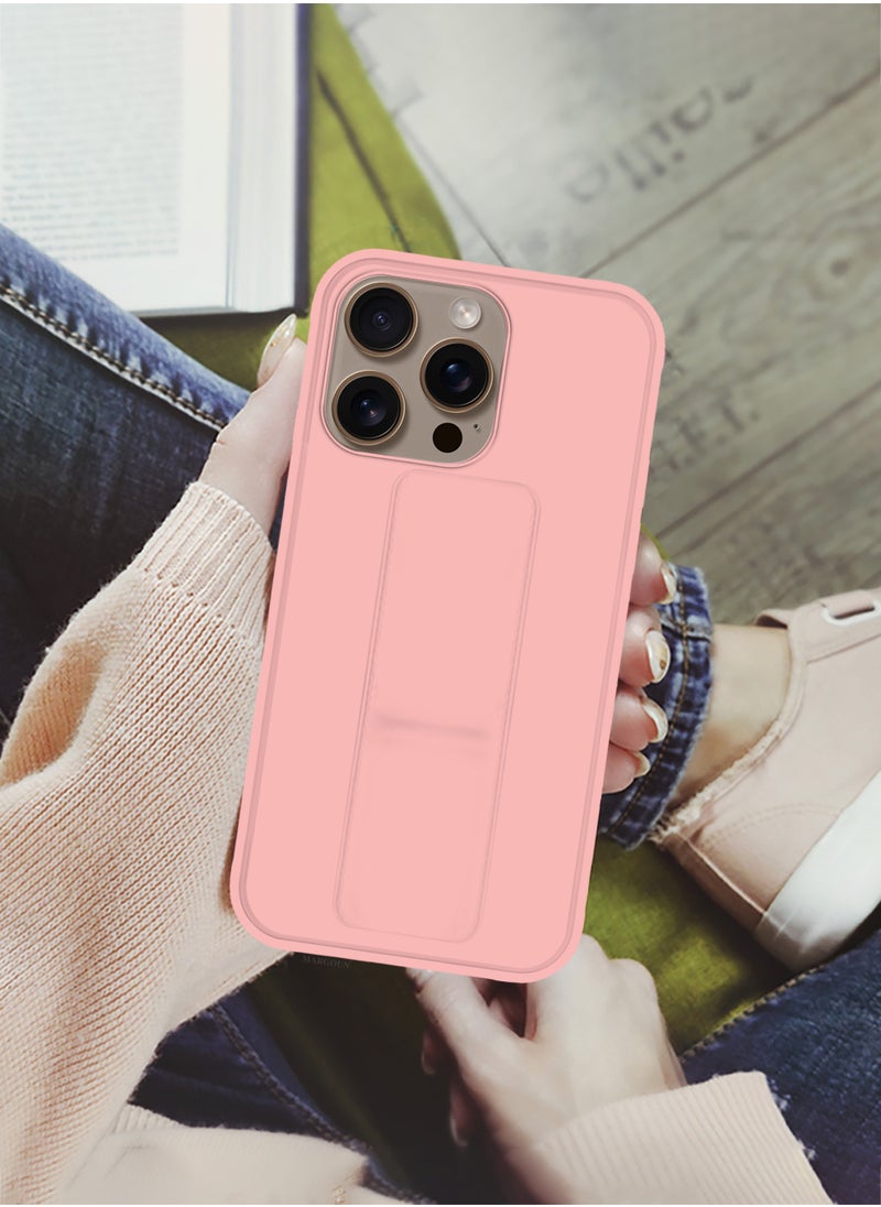 CATANES - (for Apple iPhone 16 Pro Max) Case Premium PU Leather Back Cover with Stand Function Shockproof and Anti Scratch Finger Grip Case Cover / Pink - Image 1