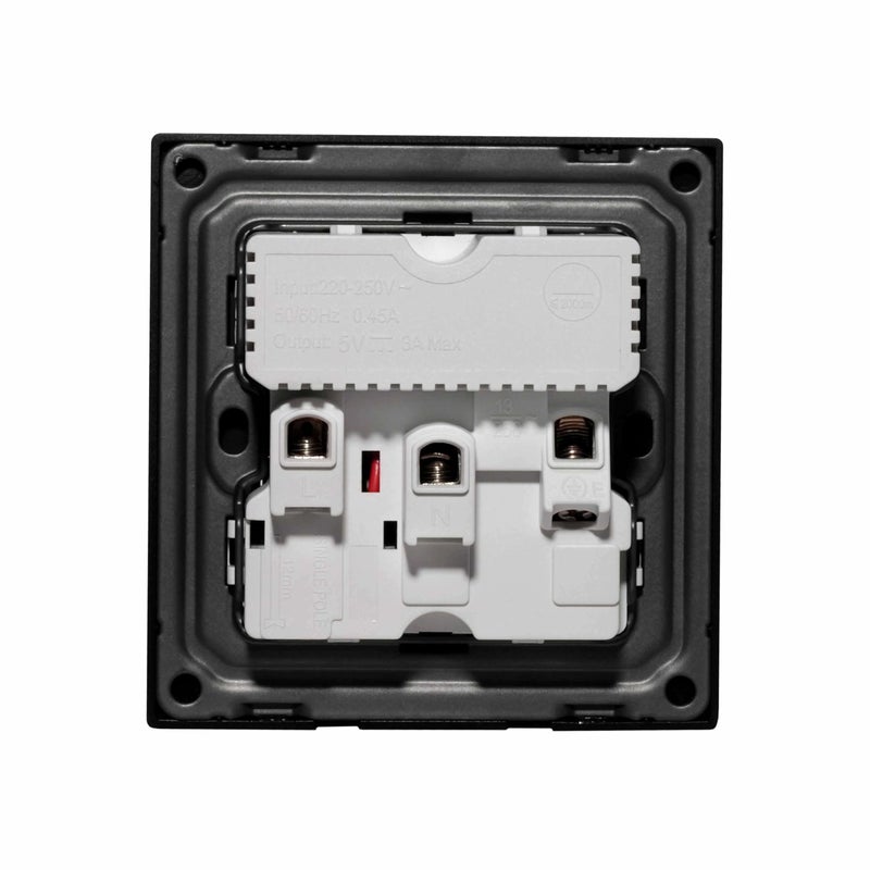 Donmarco مقبس بريطاني مفرد 13A USB + Type-C (5V 3.1A) – زجاج فائق النحافة، مقبس كهربائي مقاوم للحريق، ضمان 3 سنوات، تصميم حديث متعدد الوظائف (أسود غير لامع) | مقبس طاقة حائطي - Image 4
