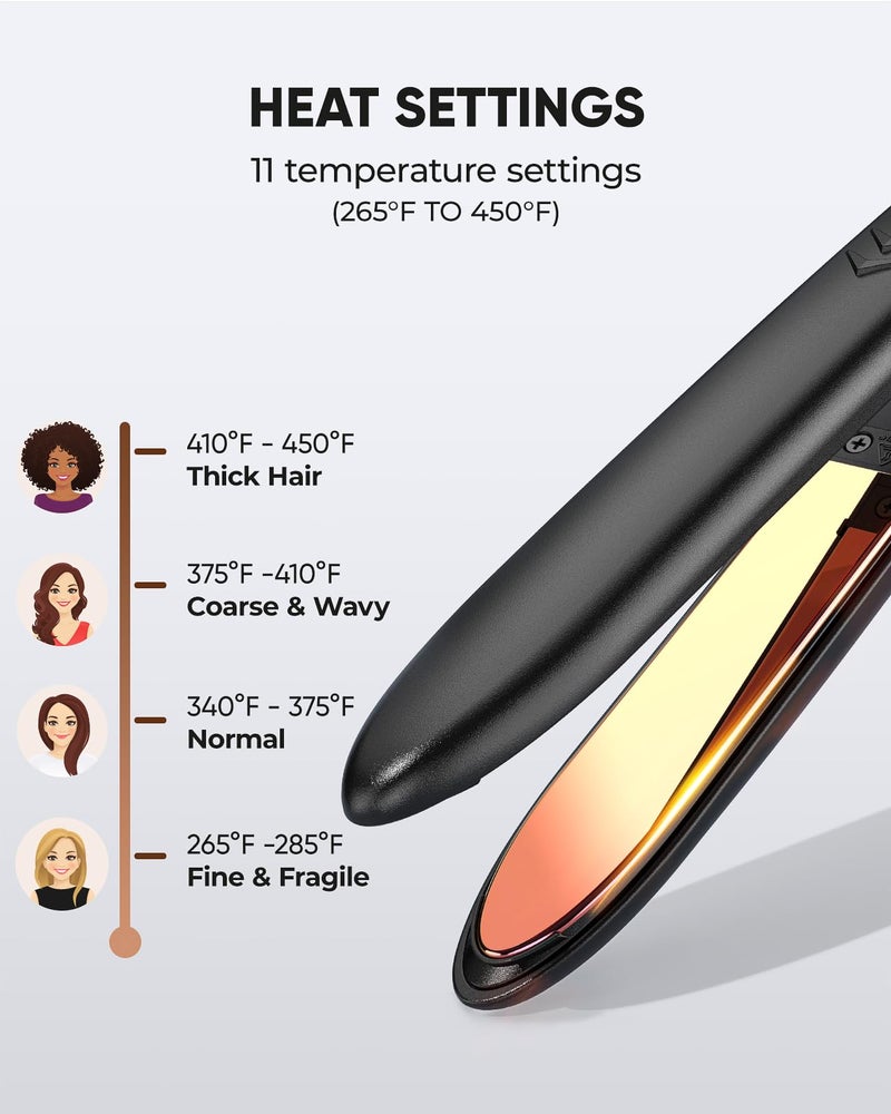 VANESSA PRO Flat Iron Hair Straightener, 100% Pure Titanium Flat Iron for One Pass to Achieve a Sleek Look, Curls Beautifully & Straightens Well - 1 inch - Image 4