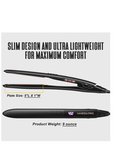 Vanessa VANESSA PRO Flat Iron Hair Straightener, 100% Pure Titanium Flat Iron for One Pass to Achieve a Sleek Look, Curls Beautifully & Straightens Well - 1 inch  - Image 3