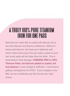 Vanessa VANESSA PRO Flat Iron Hair Straightener, 100% Pure Titanium Flat Iron for One Pass to Achieve a Sleek Look, Curls Beautifully & Straightens Well - 1 inch  - Image 4