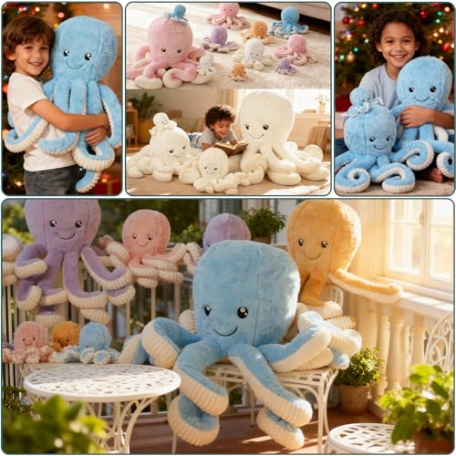 DENTRUN Octopus Stuffed Animals Giant Octopus Plush Doll Play Toys for Kids Girls Boys Adults Birthday Xmas Halloween Present Stuffed Sea Animals Plushie 7162432 Inches 5 Colors - Image 5