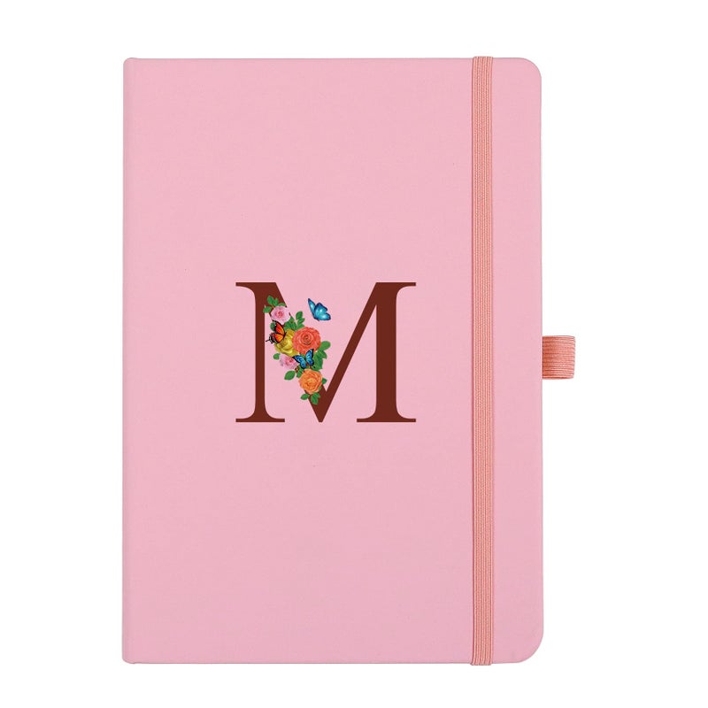 PUKZIC Pink Notebook for Women, 5.7"X8.3" A5 Journal Notebook with Letter M, Dual-Sided Writing Notebook with Dividers, Cute Leather Journal for Work, Business, School, Meetings, Travelers, Small Notebook - Image 1