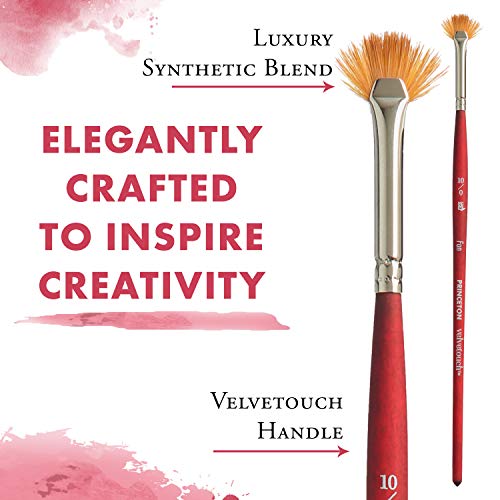 Princeton Velvetouch, Series 3950, Paint Brush for Acrylic, Oil and Watercolor, Fan, 10/0 - Image 4