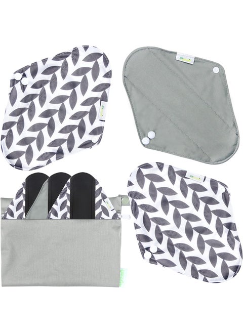 wegreeco Reusable Menstrual Pads - Reusable Sanitary Pads | Reusable Panty Liners | Soft Cloth Menstrual Pads - 6 Pack with 1 Cloth Mini Wet Bag (Large, Luxury)