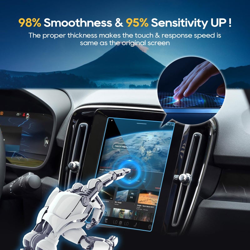 LFOTPP Car Screen Protector for Volvo Accessories 2016-2025 XC90/XC60/XC40/S90/S60/V90/V60 8.7 inch + AC Climate Control Touch Screen Mil-Grade 9H+ Tempered Glass HD [No More Glare& Fingerprint] 2-Pack - Image 4